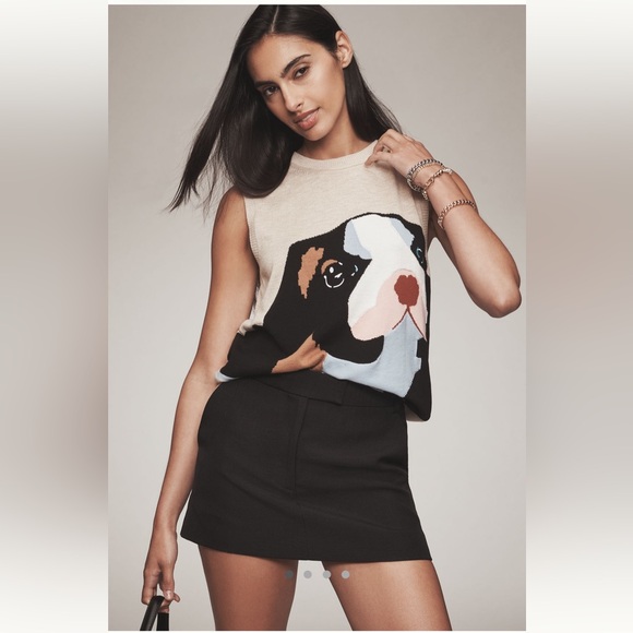 Anthropologie NWT Maeve Wool Blend Sleeveless Dog Sweater size XS. - Picture 2 of 14